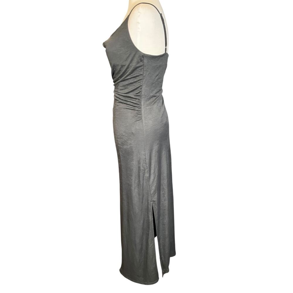 Y2K Evening Bar III Gray Cowl Neck Slip Dress Medium NWT Satin Minimalist Maxi - Picture 3 of 11